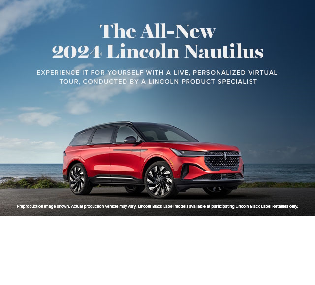 A 2024 Lincoln Nautilus in Red Carpet is parked by a lake.